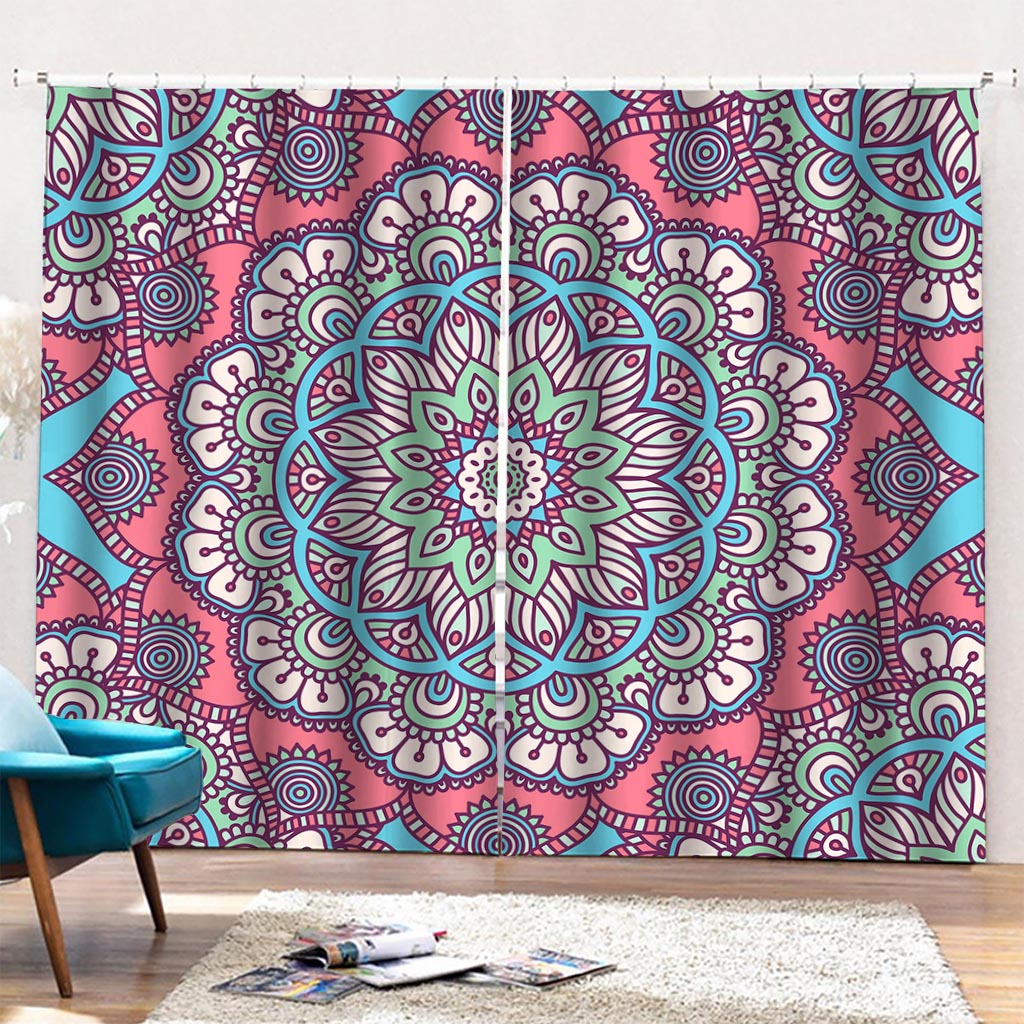 Pastel Mandala Bohemian Pattern Print Pencil Pleat Curtains