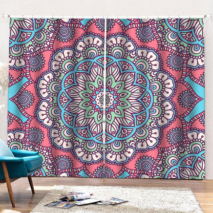 Pastel Mandala Bohemian Pattern Print Pencil Pleat Curtains