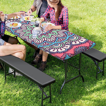 Pastel Mandala Bohemian Pattern Print Picnic Table Cover