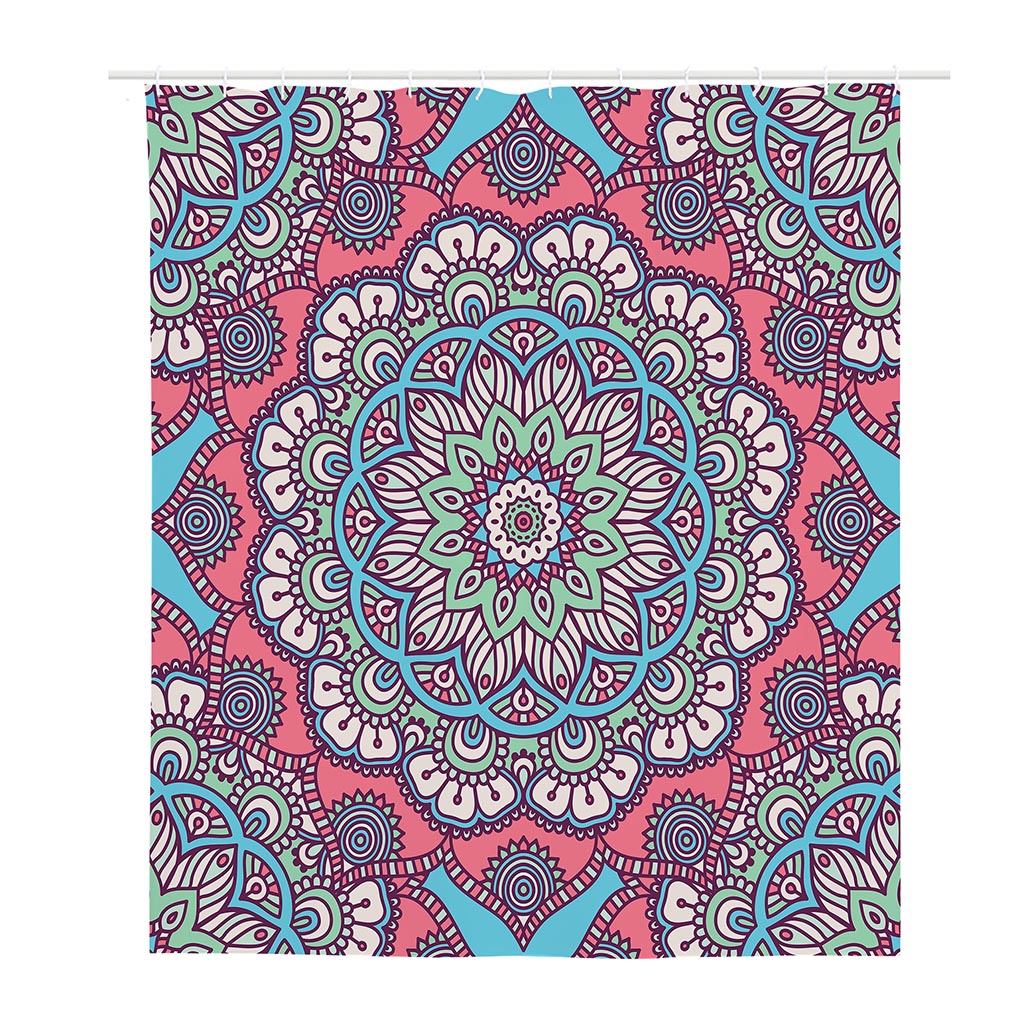 Pastel Mandala Bohemian Pattern Print Polyester Shower Curtain