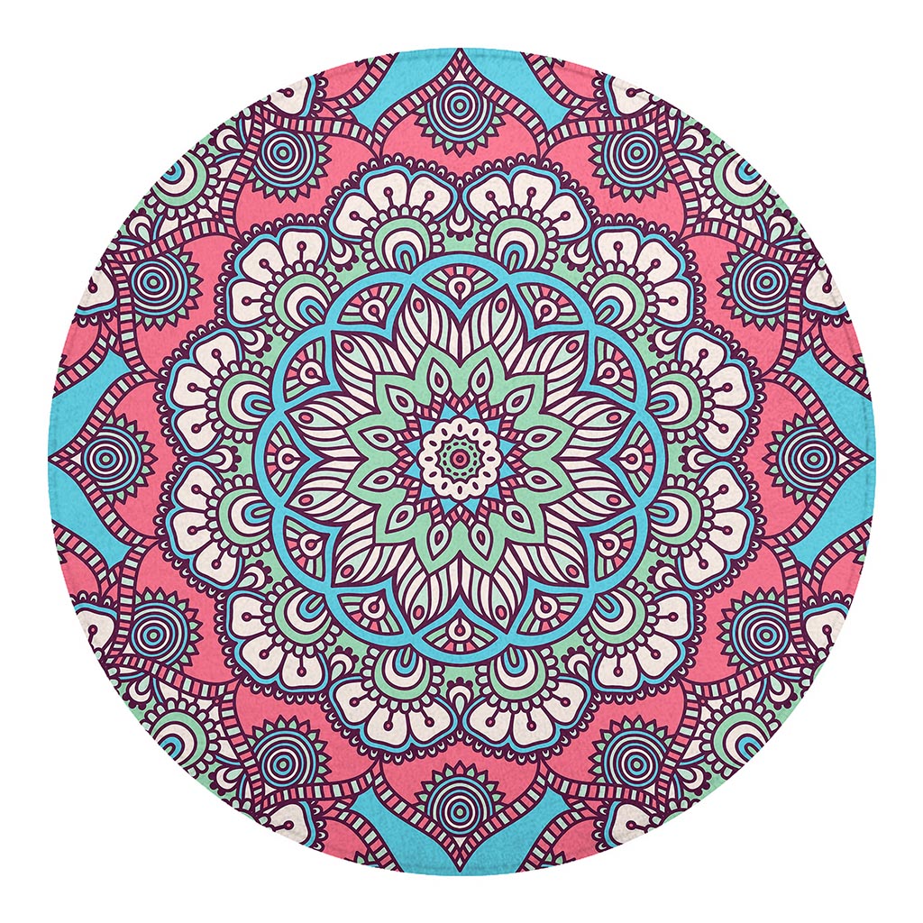 Pastel Mandala Bohemian Pattern Print Round Blanket