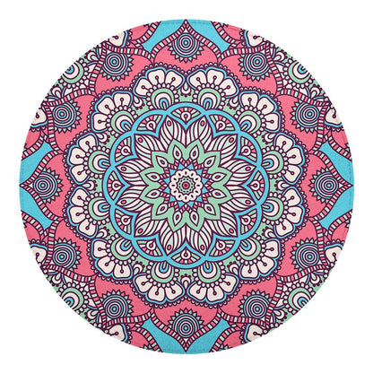 Pastel Mandala Bohemian Pattern Print Round Blanket