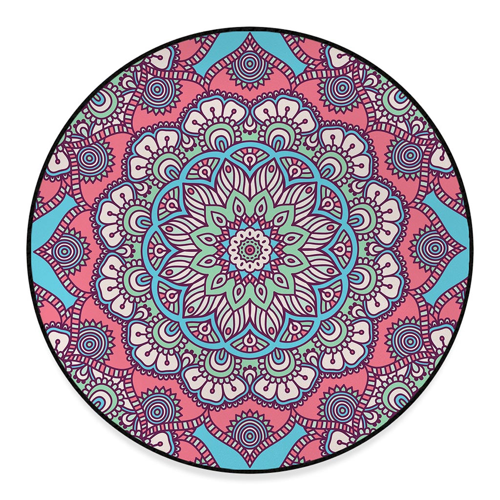 Pastel Mandala Bohemian Pattern Print Round Floor Mat