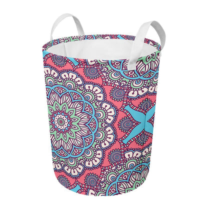 Pastel Mandala Bohemian Pattern Print Round Laundry Basket
