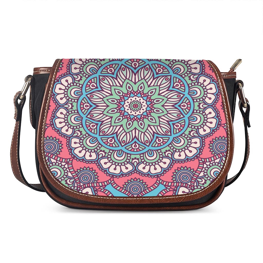 Pastel Mandala Bohemian Pattern Print Saddle Bag