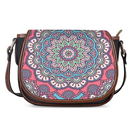 Pastel Mandala Bohemian Pattern Print Saddle Bag