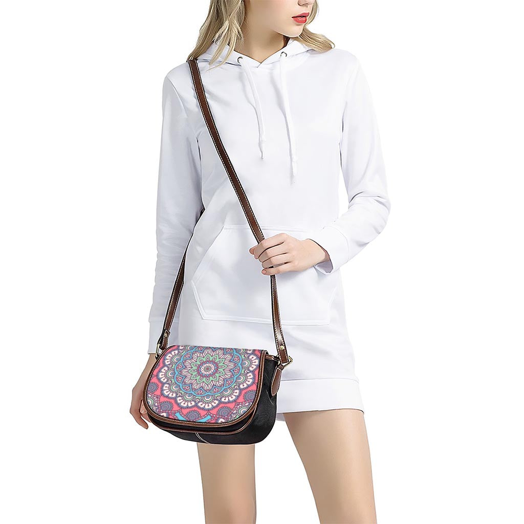 Pastel Mandala Bohemian Pattern Print Saddle Bag