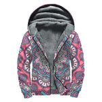 Pastel Mandala Bohemian Pattern Print Sherpa Lined Zip Up Hoodie