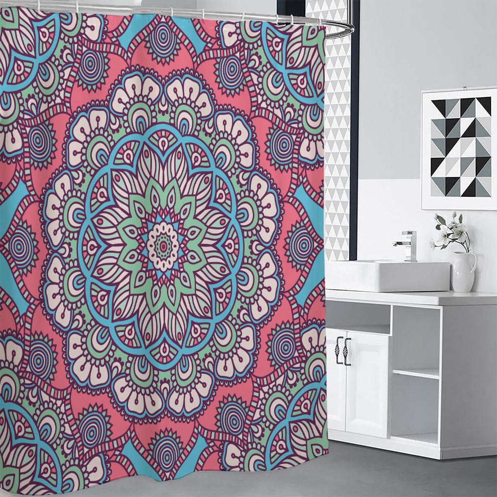 Pastel Mandala Bohemian Pattern Print Shower Curtain