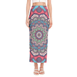 Pastel Mandala Bohemian Pattern Print Side Slit Maxi Skirt