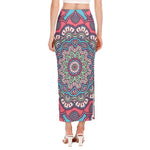 Pastel Mandala Bohemian Pattern Print Side Slit Maxi Skirt