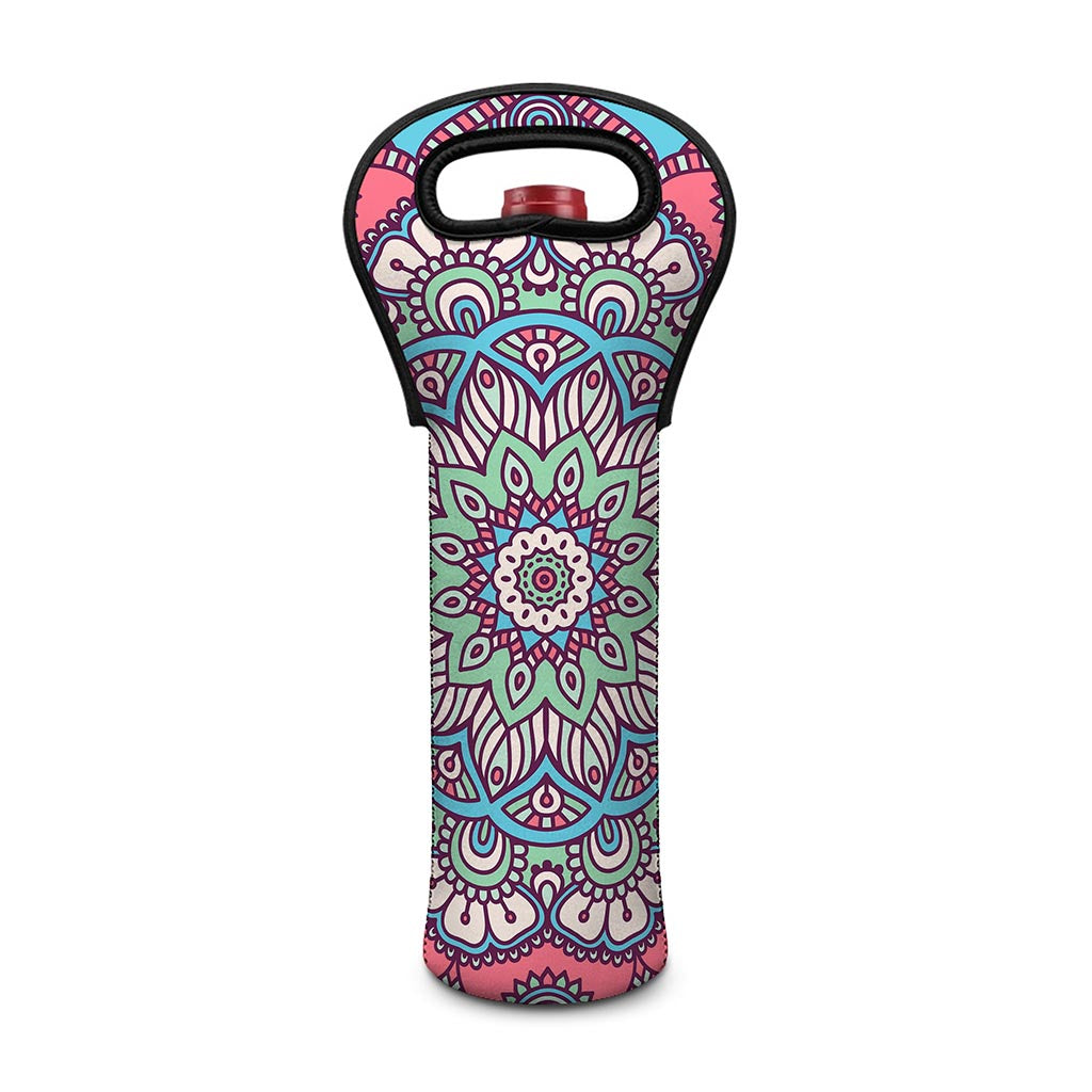 Pastel Mandala Bohemian Pattern Print Single Neoprene Wine Tote