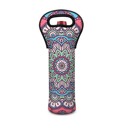Pastel Mandala Bohemian Pattern Print Single Neoprene Wine Tote