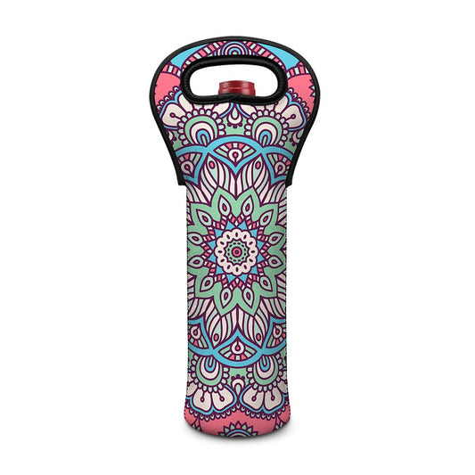 Pastel Mandala Bohemian Pattern Print Single Neoprene Wine Tote