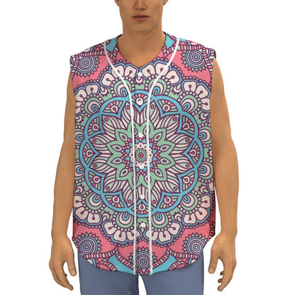 Pastel Mandala Bohemian Pattern Print Sleeveless Baseball Jersey