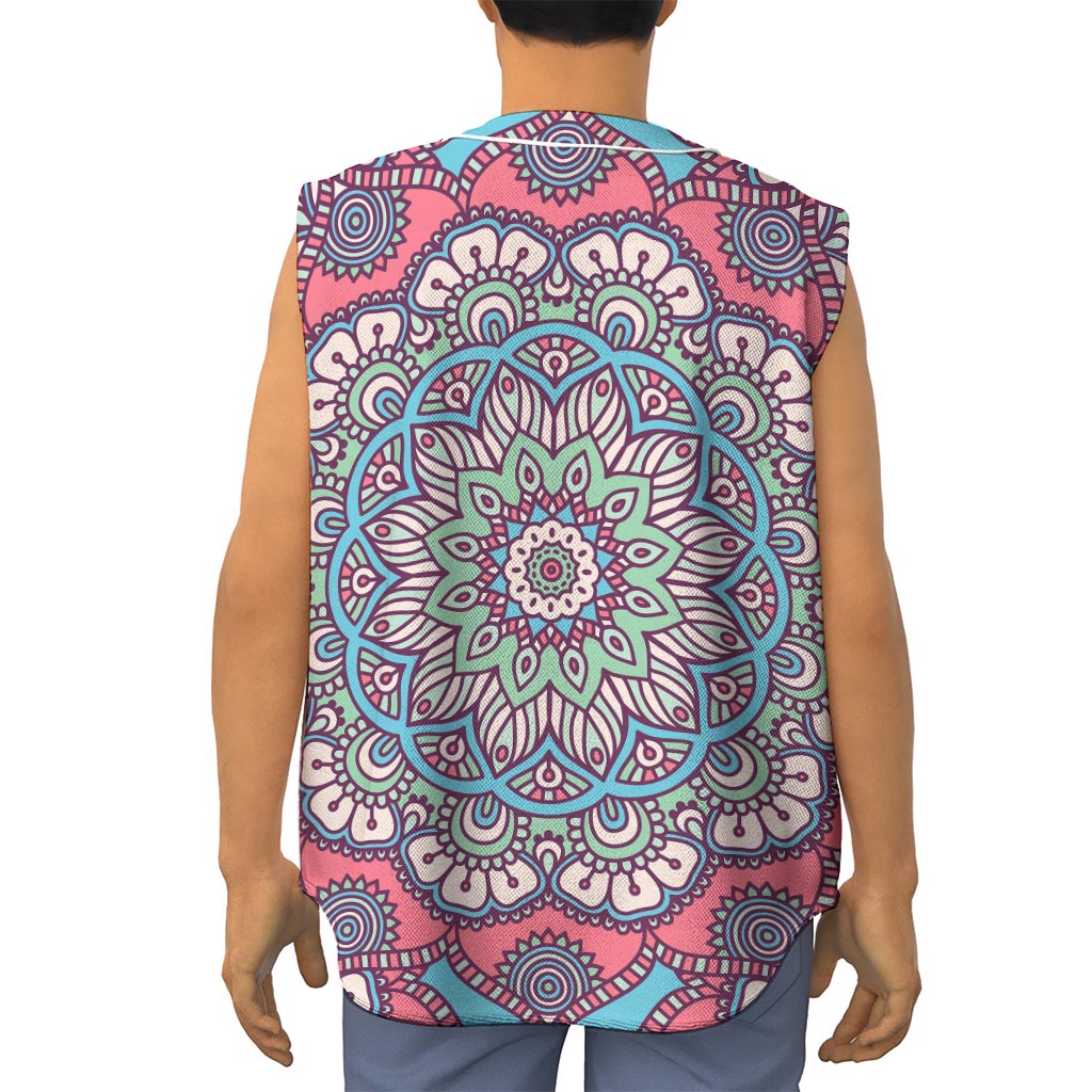Pastel Mandala Bohemian Pattern Print Sleeveless Baseball Jersey