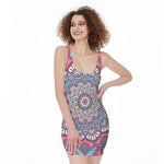 Pastel Mandala Bohemian Pattern Print Sleeveless Bodycon Dress