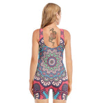 Pastel Mandala Bohemian Pattern Print Sleeveless One Piece Swimsuit