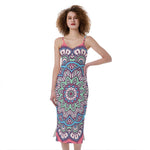 Pastel Mandala Bohemian Pattern Print Slim Fit Midi Cami Dress