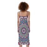 Pastel Mandala Bohemian Pattern Print Slim Fit Midi Cami Dress