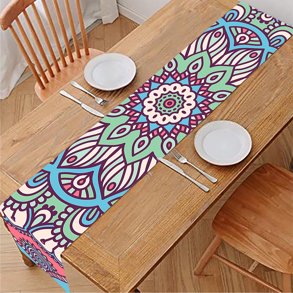 Pastel Mandala Bohemian Pattern Print Table Runner