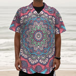 Pastel Mandala Bohemian Pattern Print Textured Short Sleeve Shirt