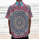 Pastel Mandala Bohemian Pattern Print Textured Short Sleeve Shirt