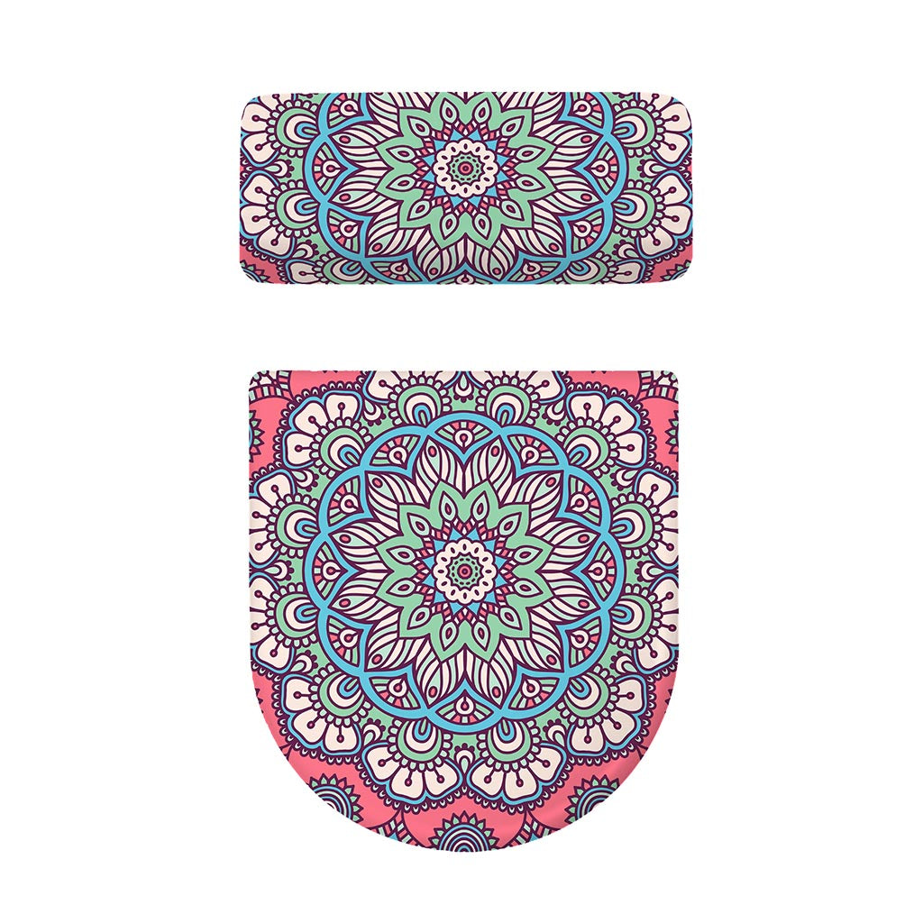Pastel Mandala Bohemian Pattern Print Toilet Lid And Tank Cover Set