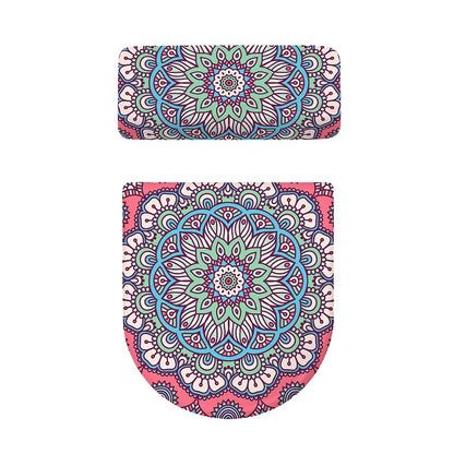 Pastel Mandala Bohemian Pattern Print Toilet Lid And Tank Cover Set