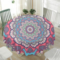 Pastel Mandala Bohemian Pattern Print Waterproof Round Tablecloth