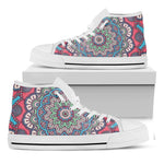 Pastel Mandala Bohemian Pattern Print White High Top Sneakers