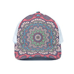 Pastel Mandala Bohemian Pattern Print White Mesh Trucker Cap