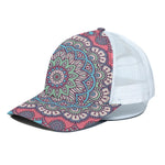 Pastel Mandala Bohemian Pattern Print White Mesh Trucker Cap