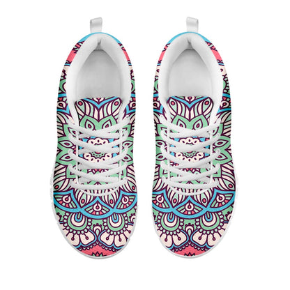 Pastel Mandala Bohemian Pattern Print White Running Shoes