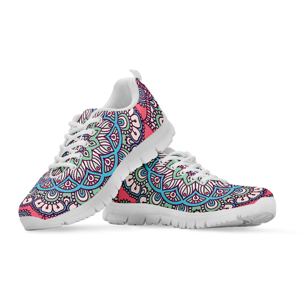 Pastel Mandala Bohemian Pattern Print White Running Shoes
