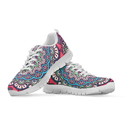 Pastel Mandala Bohemian Pattern Print White Running Shoes