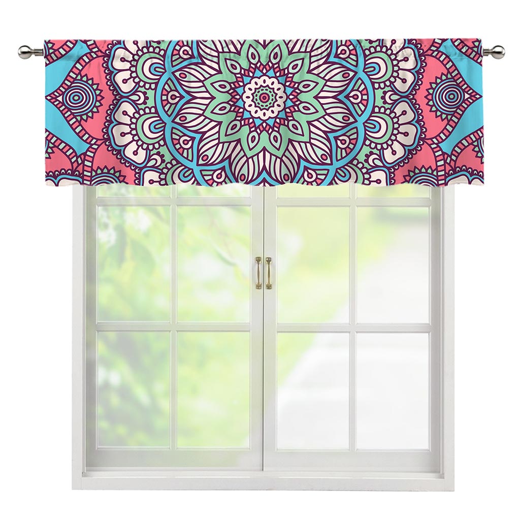 Pastel Mandala Bohemian Pattern Print Window Valance