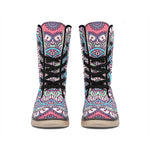 Pastel Mandala Bohemian Pattern Print Winter Boots