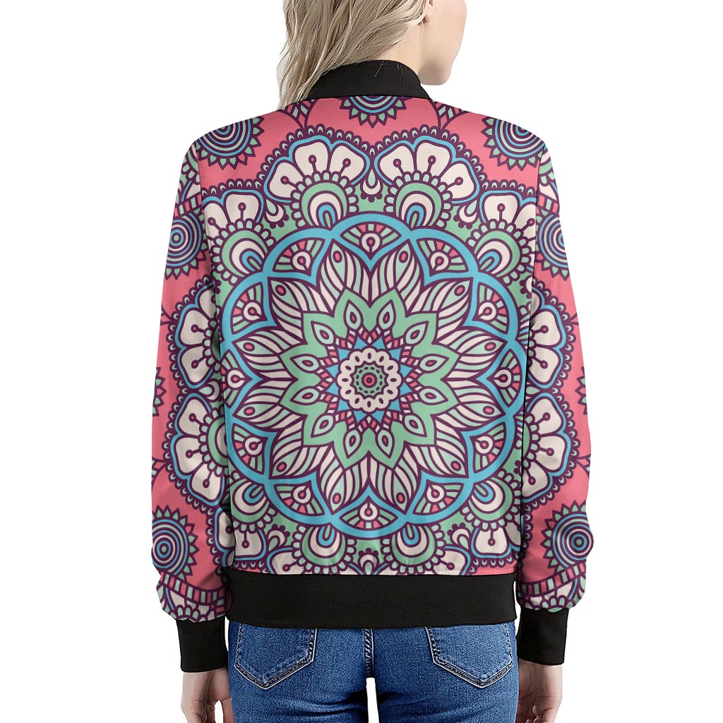 Pastel Mandala Bohemian Pattern Print Women's Bomber Jacket