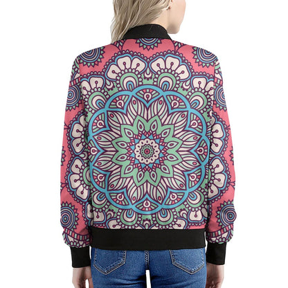 Pastel Mandala Bohemian Pattern Print Women's Bomber Jacket