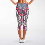 Pastel Mandala Bohemian Pattern Print Women's Capri Leggings