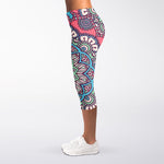 Pastel Mandala Bohemian Pattern Print Women's Capri Leggings