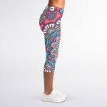 Pastel Mandala Bohemian Pattern Print Women's Capri Leggings