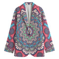 Pastel Mandala Bohemian Pattern Print Women's Cotton Blazer