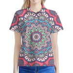 Pastel Mandala Bohemian Pattern Print Women's Polo Shirt