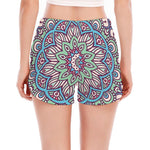 Pastel Mandala Bohemian Pattern Print Women's Split Running Shorts