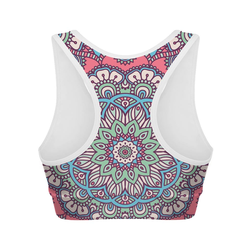 Pastel Mandala Bohemian Pattern Print Women's Sports Bra