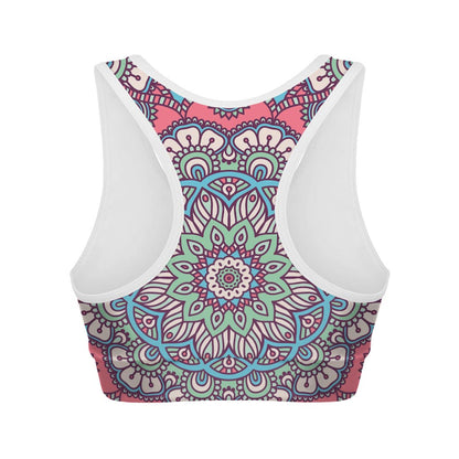 Pastel Mandala Bohemian Pattern Print Women's Sports Bra