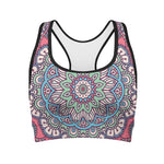 Pastel Mandala Bohemian Pattern Print Women's Sports Bra