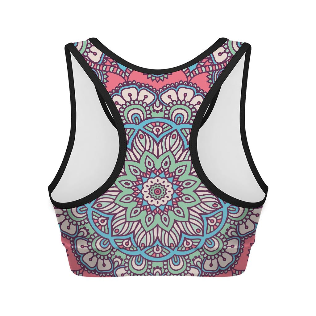 Pastel Mandala Bohemian Pattern Print Women's Sports Bra